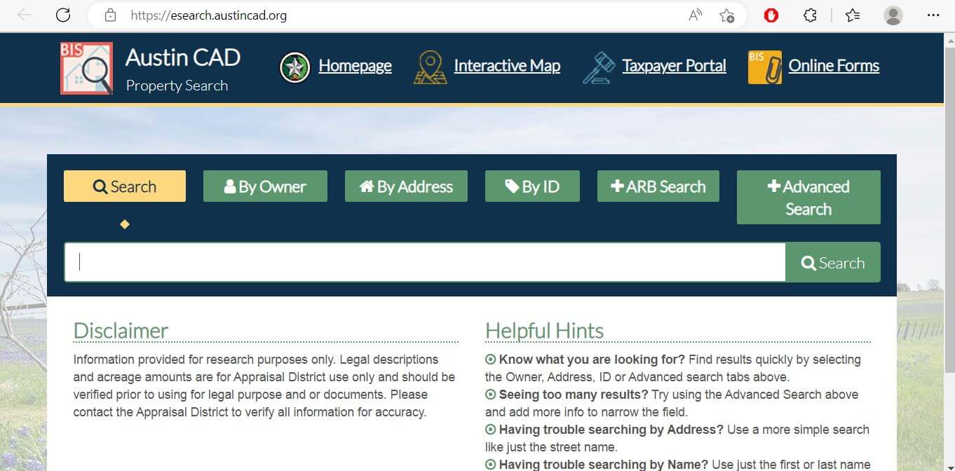 austin county appraisal district property search