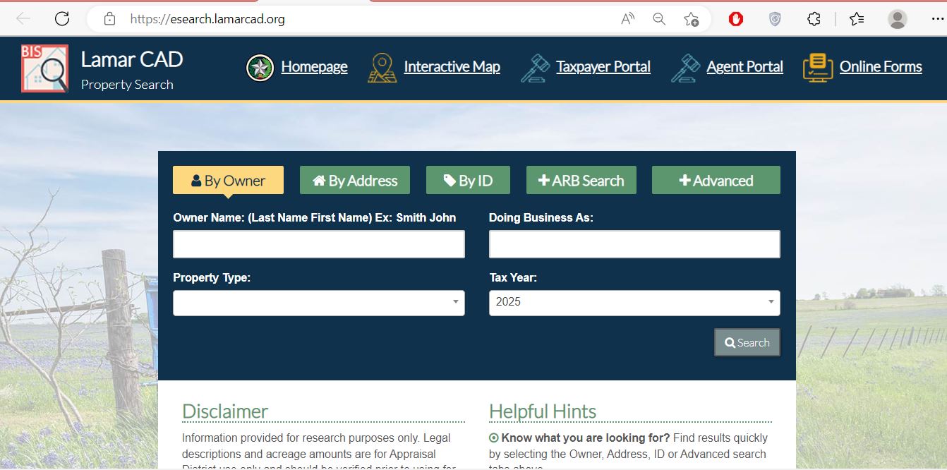 Lamar CAD Property Search