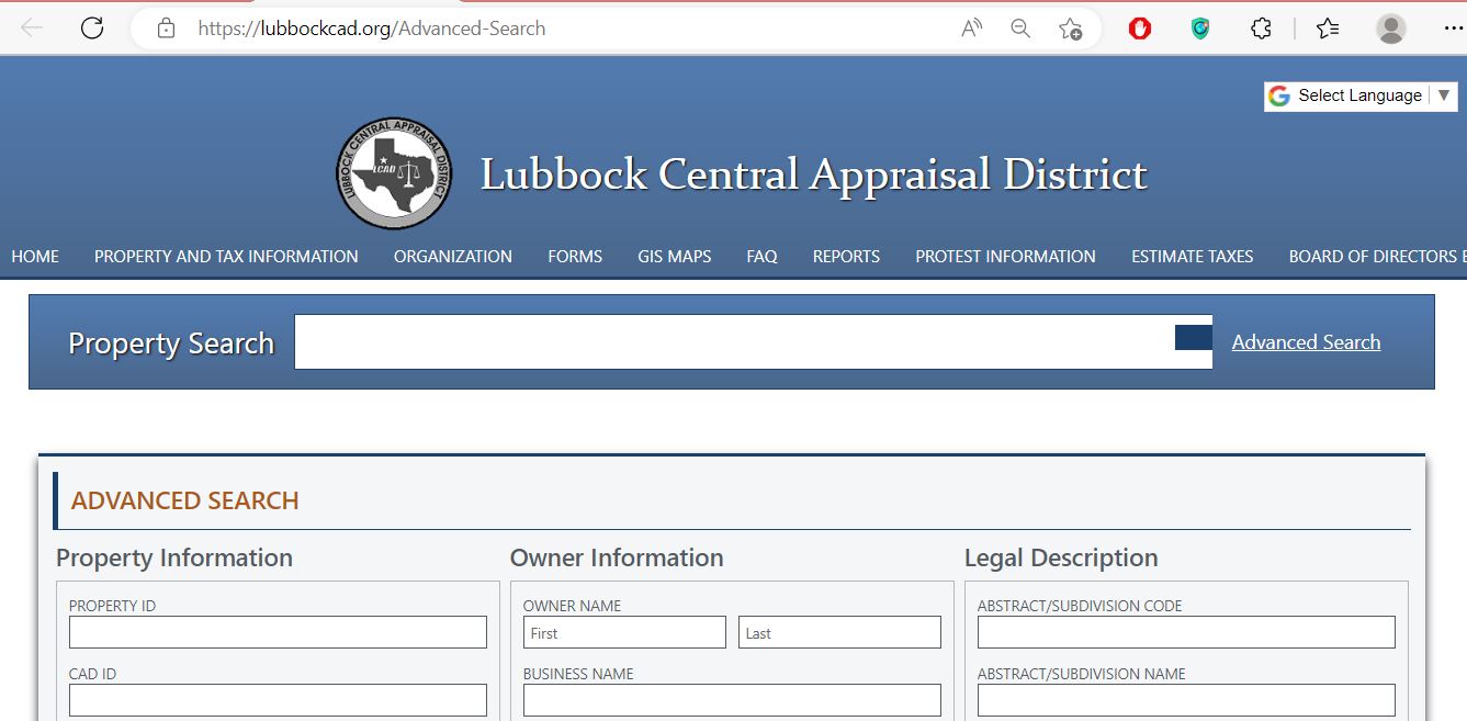 Lubbock County Appraisal District Address