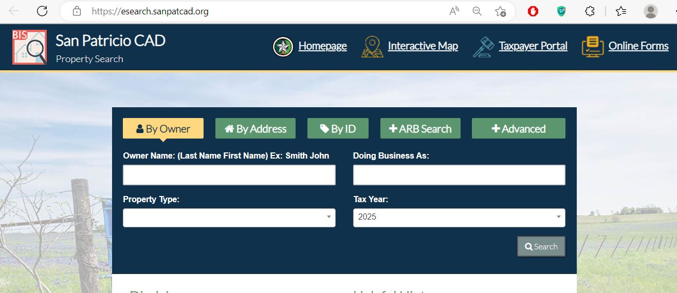 San Patricio CAD Property Search