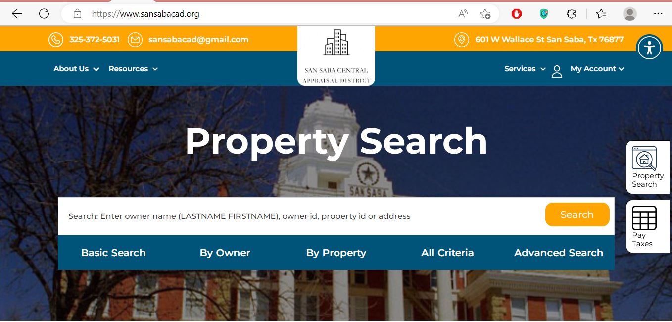 San Saba CAD Property Search