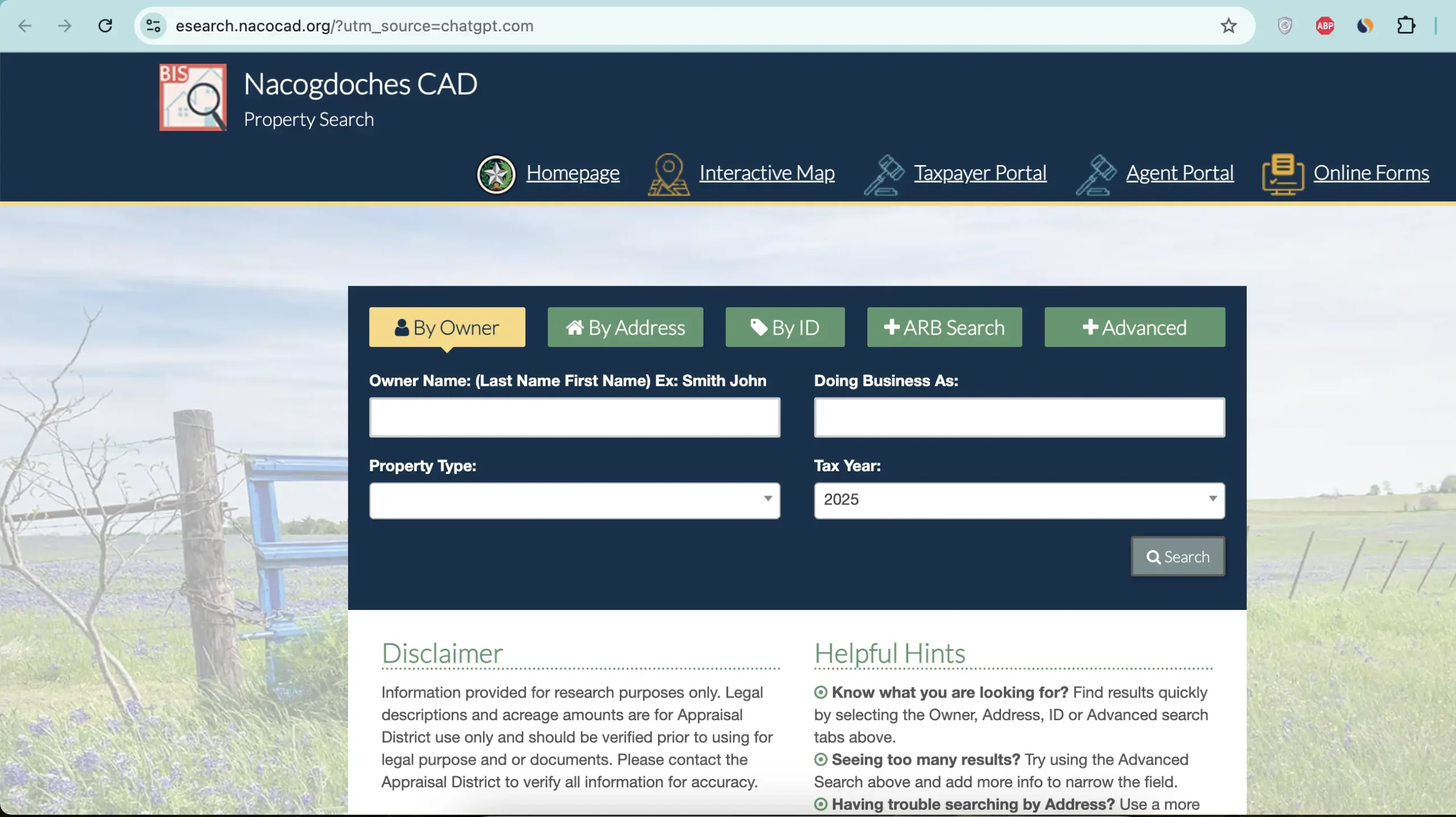 Nacogdoches CAD Property Search